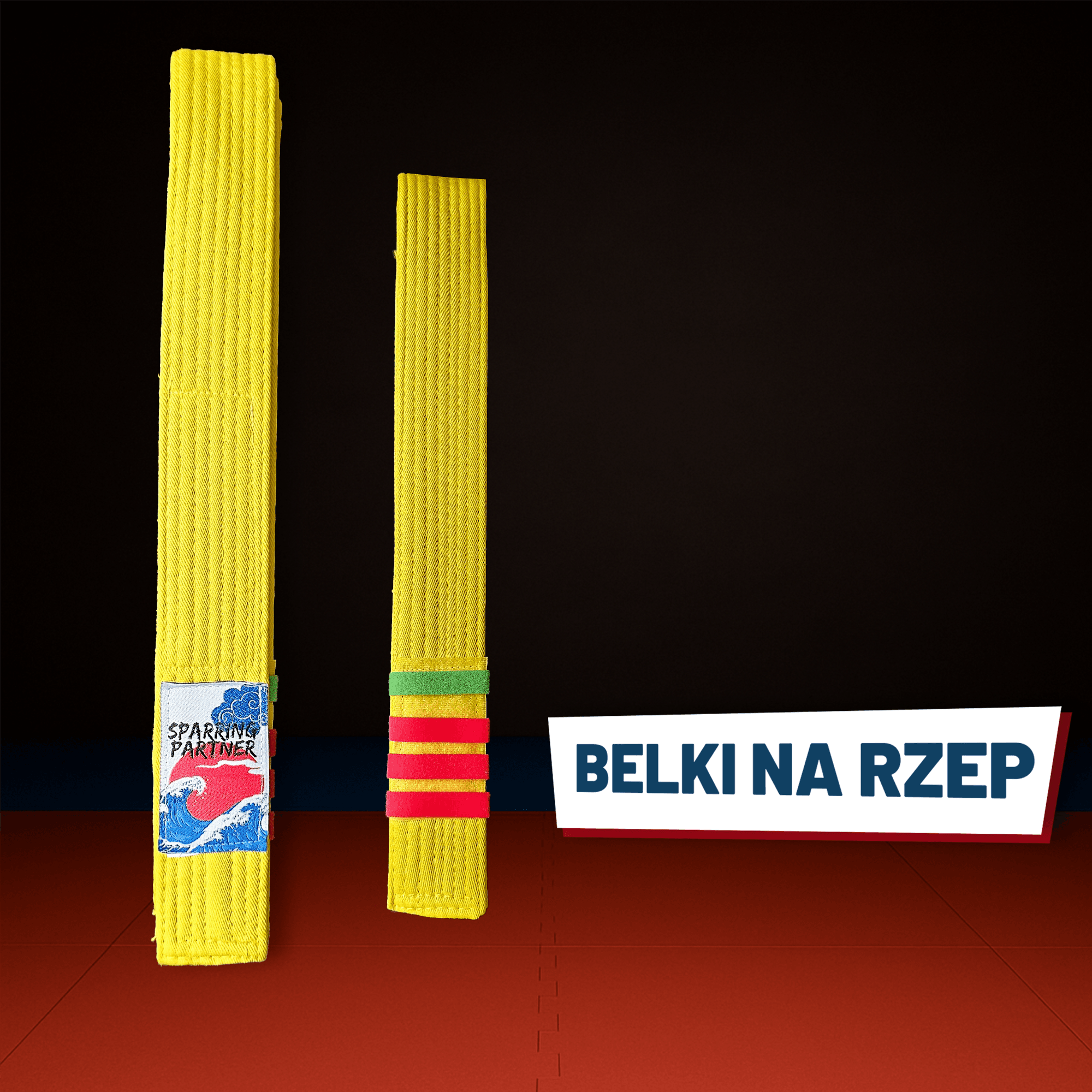 Żółty pas z zestawem belek na rzep