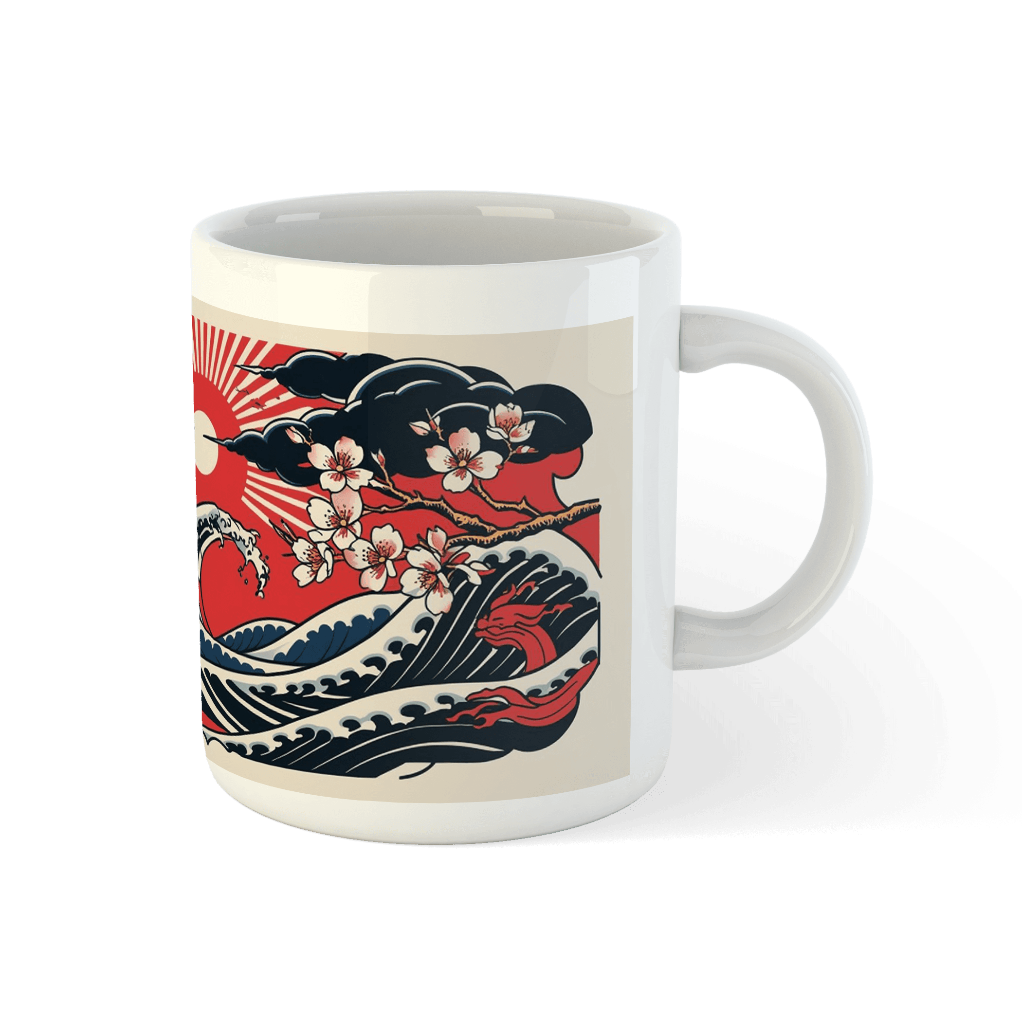 Kubek "Japanese Wave" – Japońska fala i kwiaty wiśni