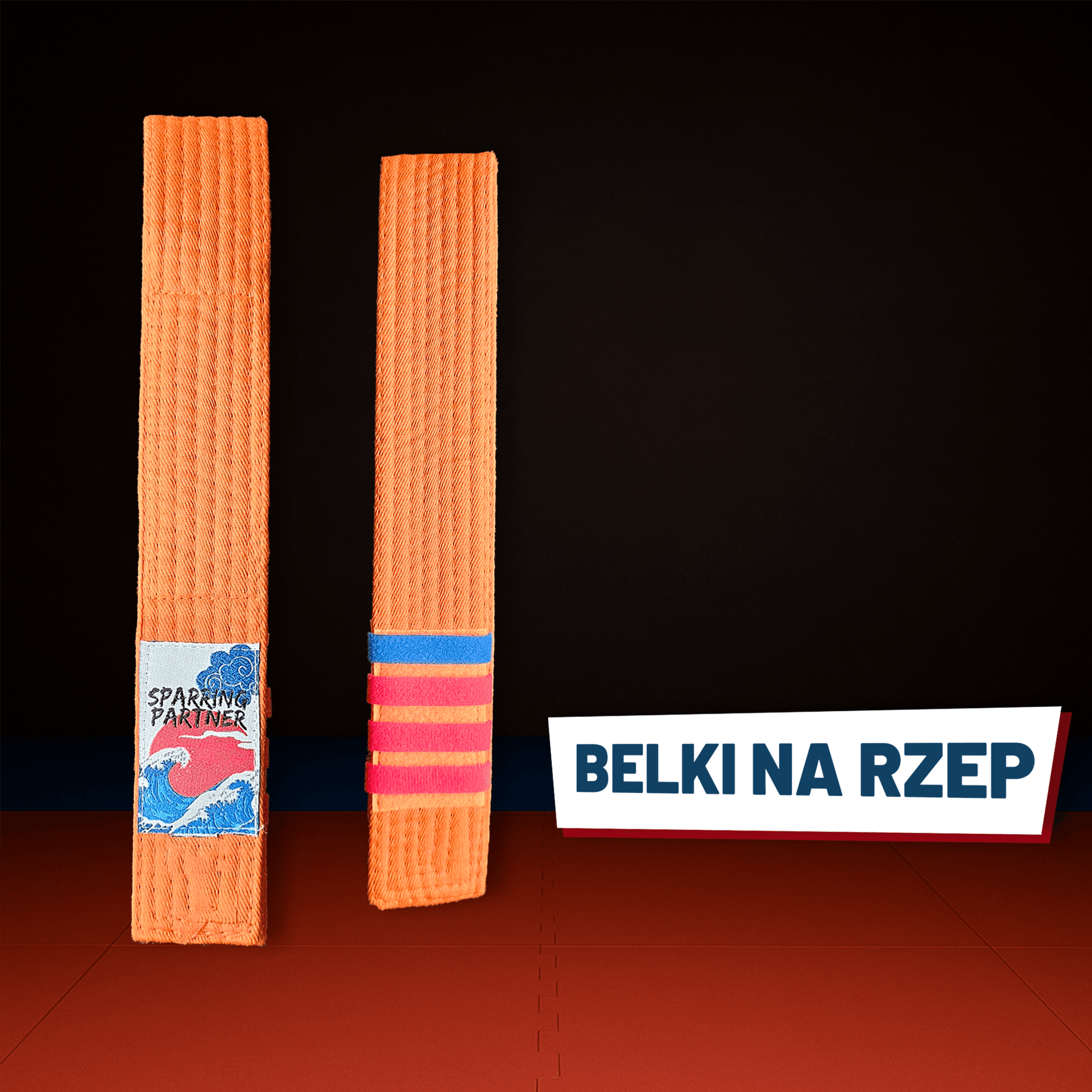 Pomarańczowy pas z zestawem belek na rzep