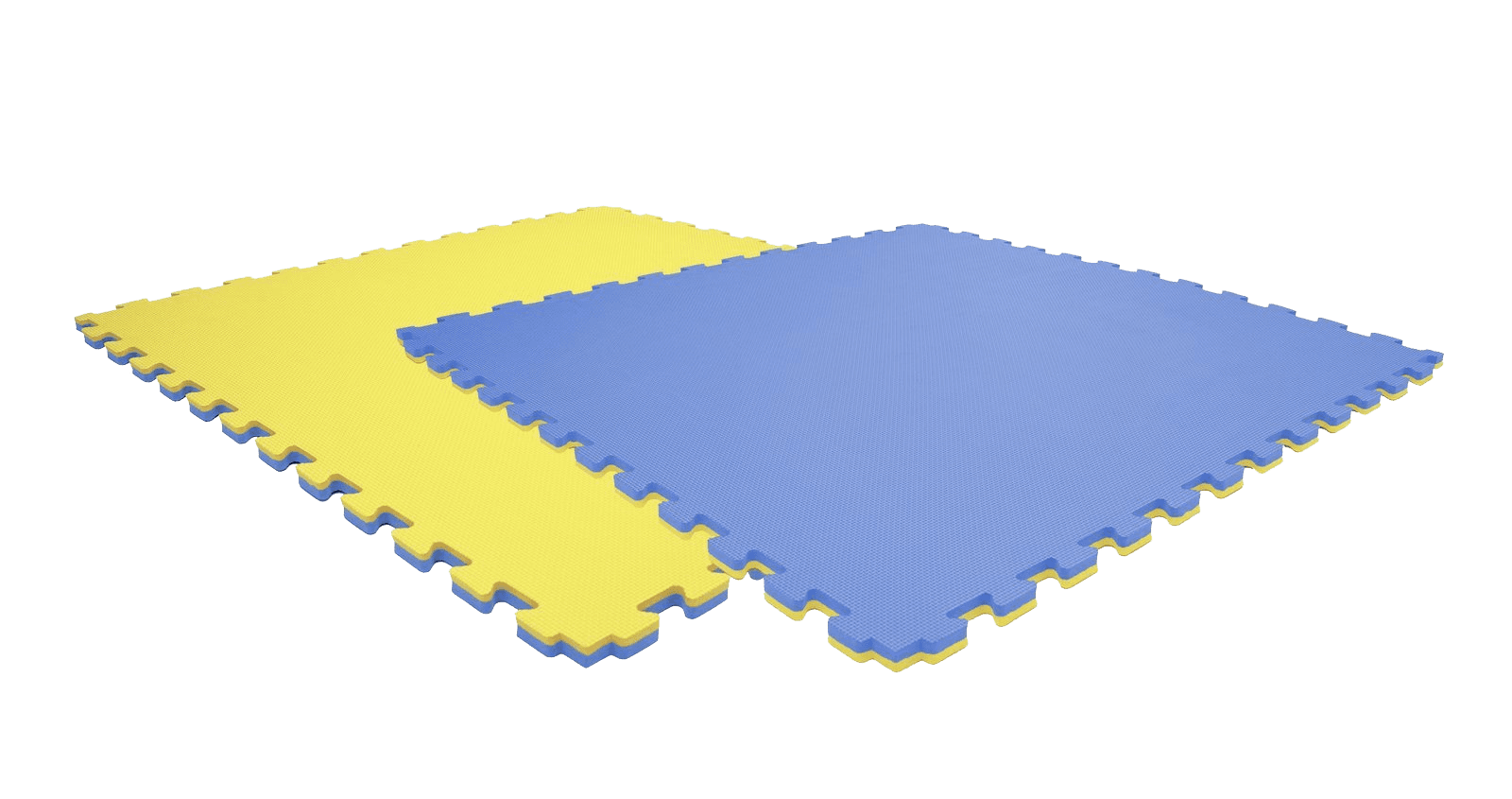 Tatami puzzlowe EVA 2 cm – niebiesko-żółte, 100 × 100 cm