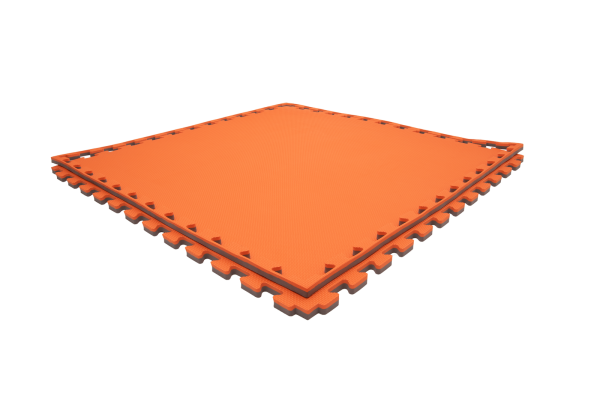 Tatami puzzlowe EVA 2 cm – szaro-pomarańczowe, 100 × 100 cm