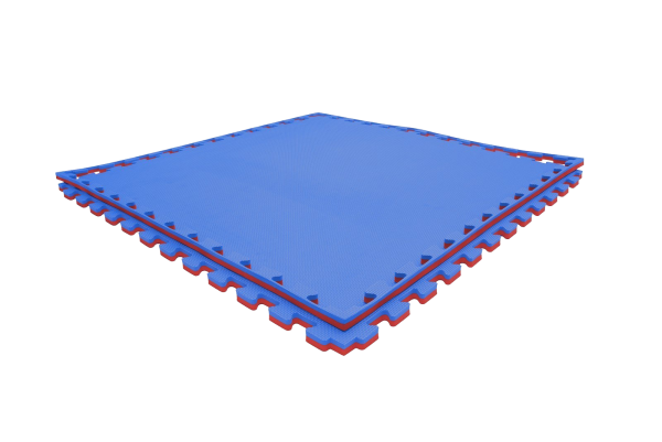 Tatami puzzlowe EVA 2 cm – niebiesko-czerwone, 100 × 100 cm