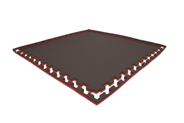 Tatami puzzlowe EVA 2 cm – czarno-czerwone, 100 × 100 cm