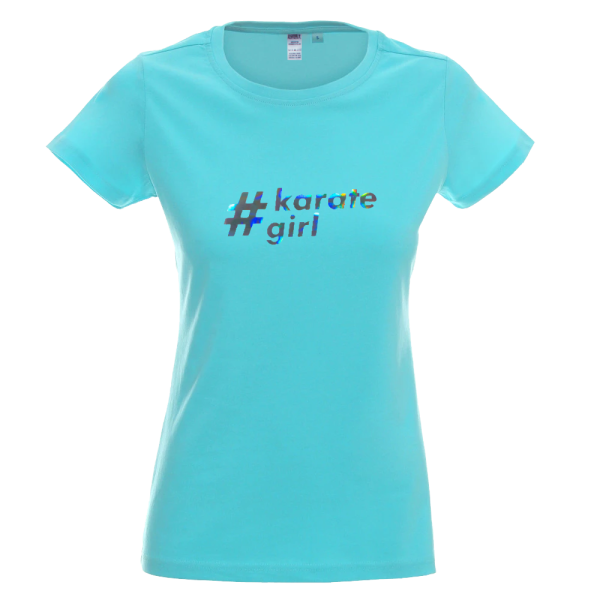 74nqhn1ua4-niebieska.png Koszulka damska #karate girl – holograficzny nadruk