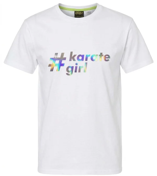 Biała koszulka #karategirl Koszulka dziecięca #karate girl – holograficzny nadruk