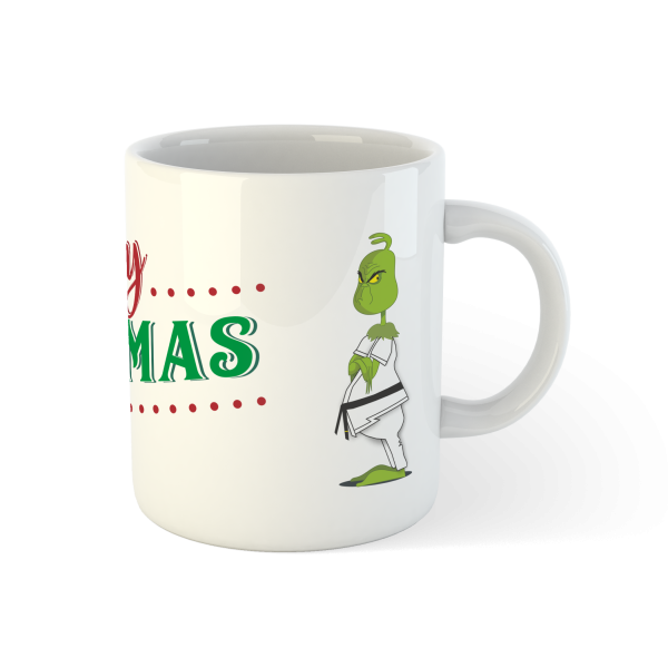Kubek "Grinch Merry Christmas" – Świąteczny humor w karate stylu