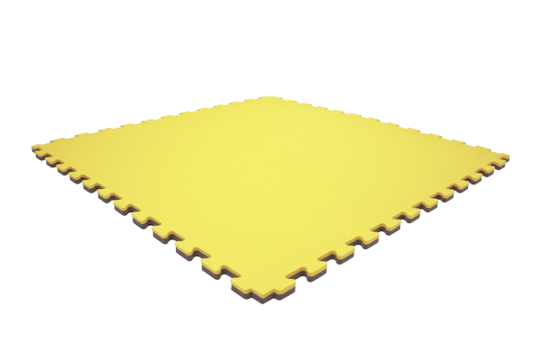 Tatami puzzlowe EVA 2 cm – szaro-żółte, 100 × 100 cm