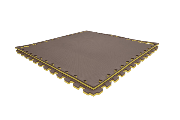 Tatami puzzlowe EVA 2 cm – szaro-żółte, 100 × 100 cm