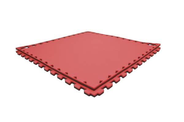 Tatami puzzlowe EVA 2 cm – czarno-czerwone, 100 × 100 cm