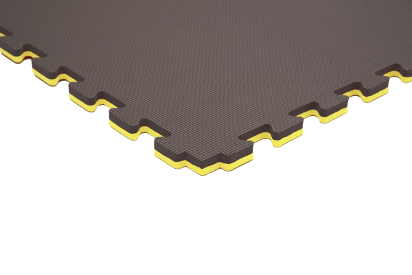 Tatami puzzlowe EVA 2 cm – czarno-żółte, 100 × 100 cm