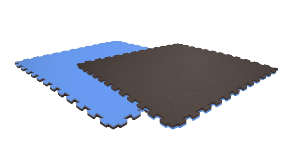 Tatami puzzlowe EVA 2 cm – czarno-niebieskie, 100 × 100 cm