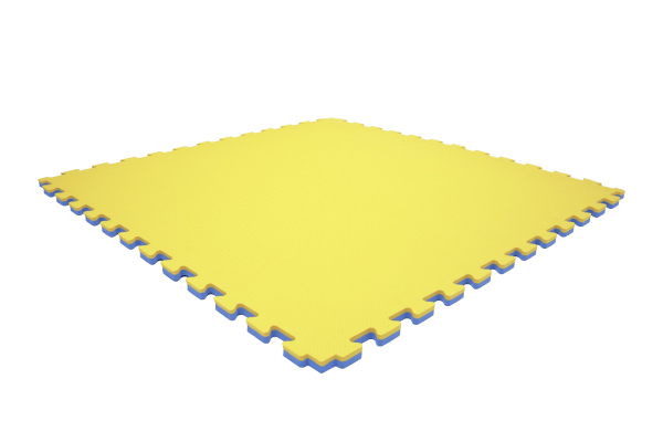 Tatami puzzlowe EVA 2 cm – niebiesko-żółte, 100 × 100 cm