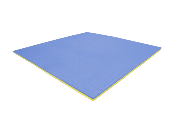 Tatami puzzlowe EVA 4 cm – niebiesko-żółte, 100 × 100 cm - NA ZAMÓWIENIE