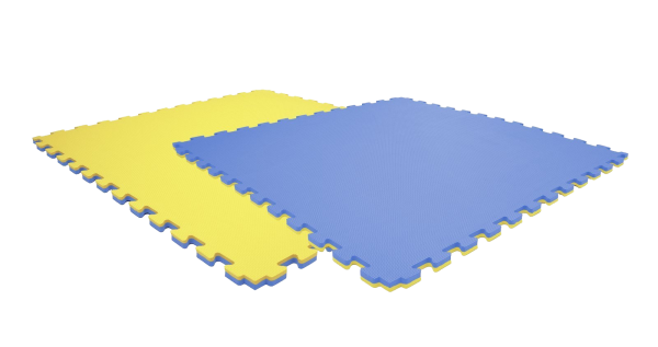 Tatami puzzlowe EVA 2 cm – niebiesko-żółte, 100 × 100 cm