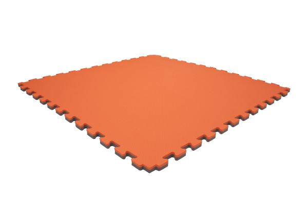 Tatami puzzlowe EVA 2 cm – szaro-pomarańczowe, 100 × 100 cm
