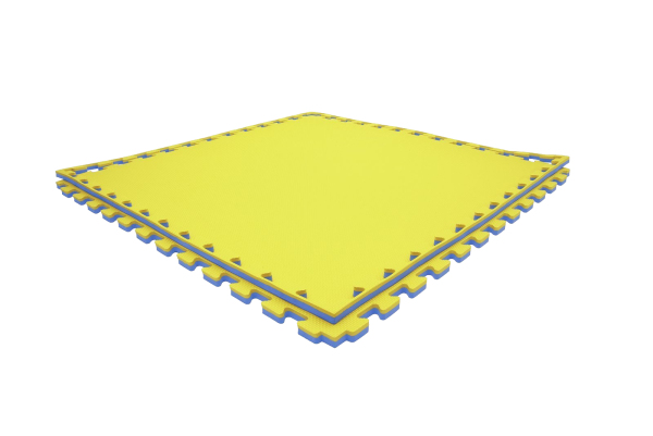 Tatami puzzlowe EVA 4 cm – niebiesko-żółte, 100 × 100 cm - NA ZAMÓWIENIE