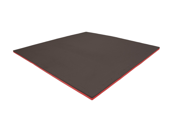 Tatami puzzlowe EVA 2 cm – czarno-czerwone, 100 × 100 cm