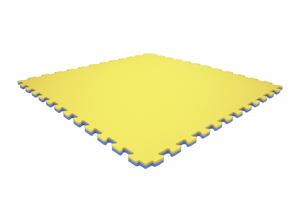 Tatami puzzlowe EVA 4 cm – niebiesko-żółte, 100 × 100 cm - NA ZAMÓWIENIE