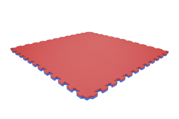 Tatami puzzlowe EVA 2 cm – niebiesko-czerwone, 100 × 100 cm