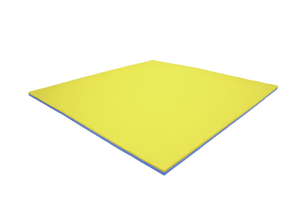 Tatami puzzlowe EVA 2 cm – niebiesko-żółte, 100 × 100 cm