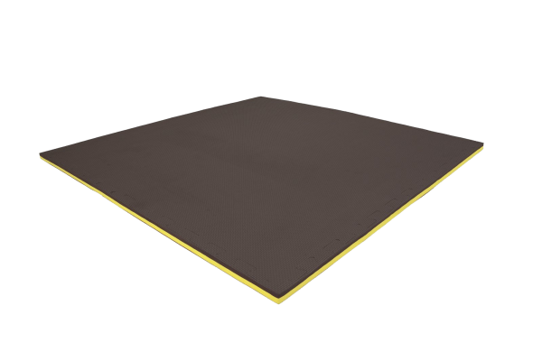 Tatami puzzlowe EVA 2 cm – czarno-żółte, 100 × 100 cm