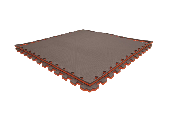 Tatami puzzlowe EVA 2 cm – szaro-pomarańczowe, 100 × 100 cm