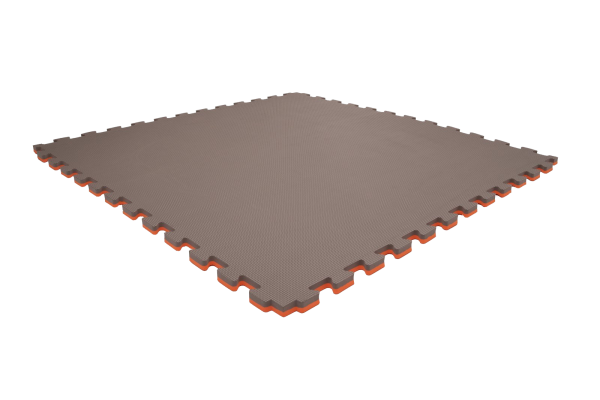 Tatami puzzlowe EVA 2 cm – szaro-pomarańczowe, 100 × 100 cm