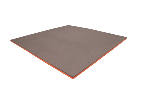 Tatami puzzlowe EVA 2 cm – szaro-pomarańczowe, 100 × 100 cm