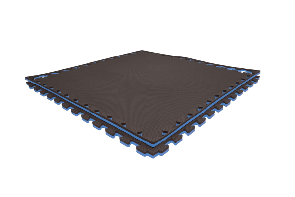 Tatami puzzlowe EVA 2 cm – czarno-niebieskie, 100 × 100 cm