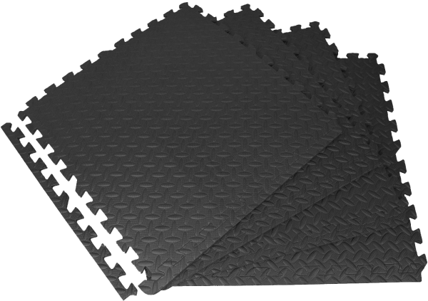 Mata modułowa puzzle 60×60 cm 1 cm czarna – zestaw 4 szt. do ćwiczeń i ochrony podłogi
