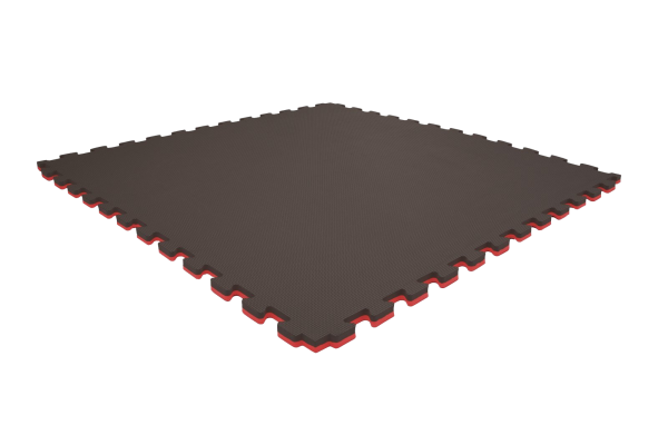 Tatami puzzlowe EVA 2 cm – czarno-czerwone, 100 × 100 cm