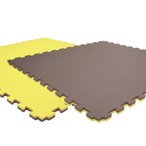 Tatami puzzlowe EVA 2 cm – szaro-żółte, 100 × 100 cm