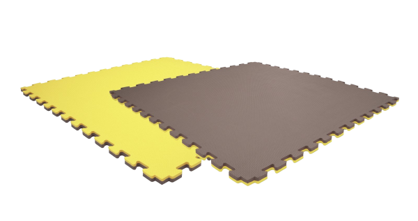Tatami puzzlowe EVA 2 cm – szaro-żółte, 100 × 100 cm