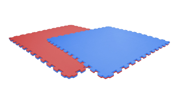 Tatami puzzlowe EVA 2 cm – niebiesko-czerwone, 100 × 100 cm
