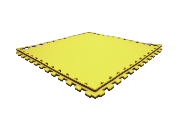 Tatami puzzlowe EVA 2 cm – czarno-żółte, 100 × 100 cm