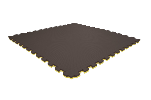 Tatami puzzlowe EVA 2 cm – czarno-żółte, 100 × 100 cm