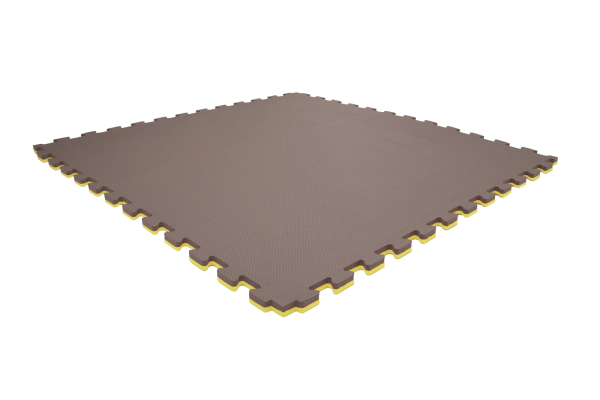 Tatami puzzlowe EVA 2 cm – szaro-żółte, 100 × 100 cm